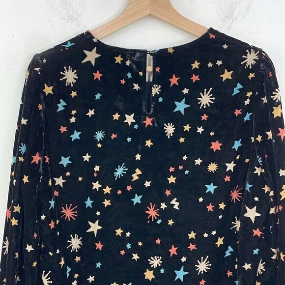 Nooki London Josie Printed Velvet Blouse Stars Print Long Sleeve pullover Large - Picture 9 of 16